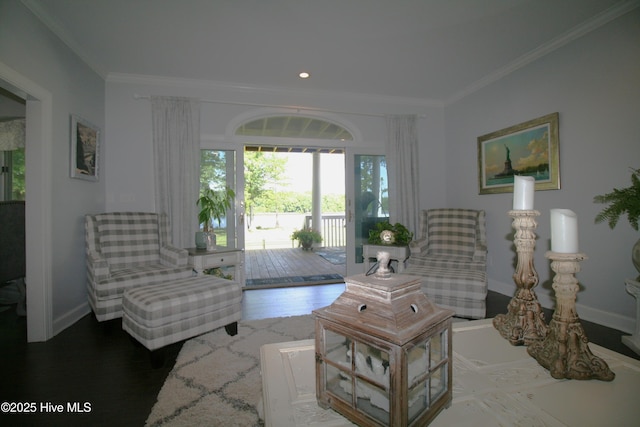 141 N River Rd, Plymouth, NC 27962 - living area with ornamental molding, wood finished floors, and baseboards