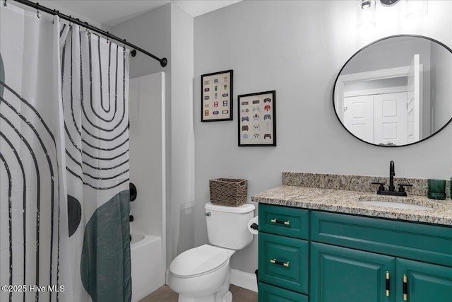 42 Spearhead Dr, Whispering Pines, NC 28327 - full bath featuring vanity, shower / tub combo, toilet, and baseboards