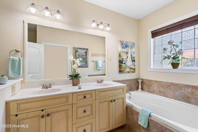 770 Creekway Cir SE, Bolivia, NC 28422 - full bathroom with a garden tub and double vanity