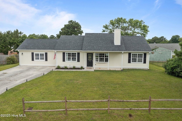 329 Buckhead Rd, Hubert, NC 28539 - view of front of home with concrete driveway, a chimney, and stucco siding