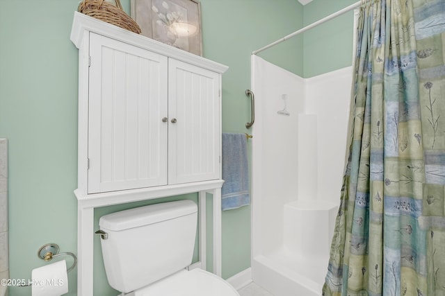 3856 Harmony Cir, Southport, NC 28461 - bathroom featuring toilet and a shower with curtain