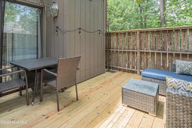 923 Persimmon Pl, Winterville, NC 28590 - wooden terrace with outdoor dining space