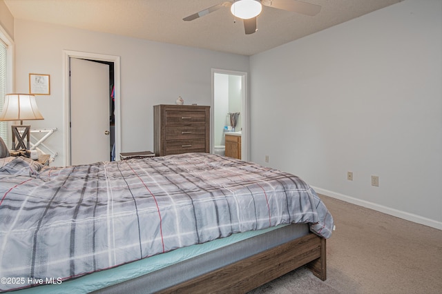 923 Persimmon Pl, Winterville, NC 28590 - bedroom featuring carpet, baseboards, a ceiling fan, and ensuite bathroom