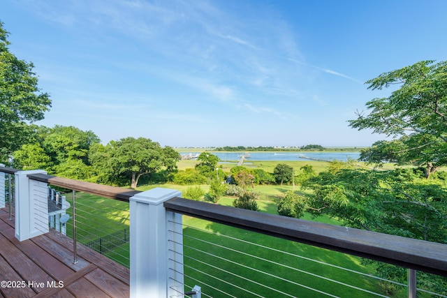1911 Middle Sound Loop Rd, Wilmington, NC 28411 - wooden deck with a water view