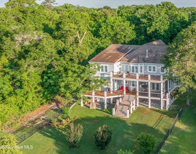 1911 Middle Sound Loop Rd, Wilmington, NC 28411 - aerial view of property and surrounding area featuring a heavily wooded area