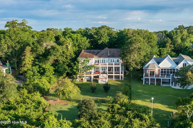 1911 Middle Sound Loop Rd, Wilmington, NC 28411 - aerial view of property and surrounding area featuring a heavily wooded area