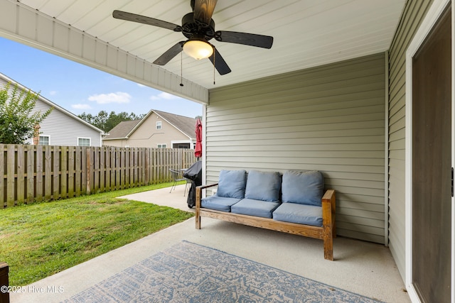 849 Rolling Pines Loop Rd, Leland, NC 28451 - view of patio / terrace with ceiling fan and an outdoor hangout area