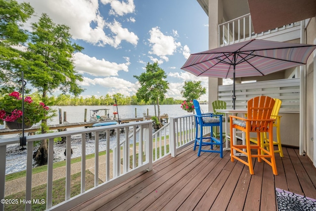 103 Continental Dr Unit 3, Elizabeth City, NC 27909 - wooden deck featuring a water view and a dock