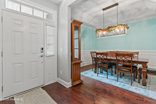 1678 Old Salt SW, Shallotte, NC 28470 - foyer entrance with dark wood finished floors and wainscoting