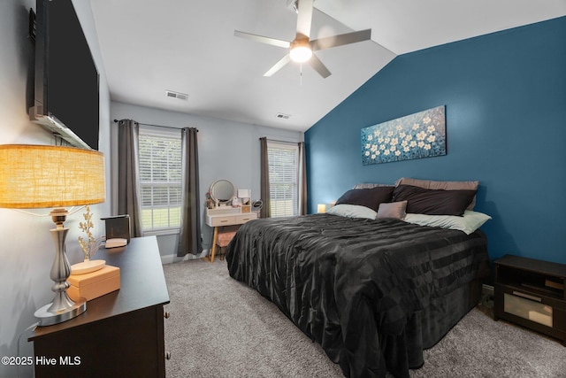 1014 Ponderosa Pl, Jacksonville, NC 28546 - bedroom with lofted ceiling, light carpet, a ceiling fan, and baseboards