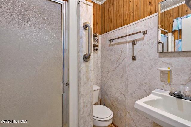 5685 Watts Rd SW, Ocean Isle Beach, NC 28469 - full bathroom with a sink, toilet, and an enclosed shower