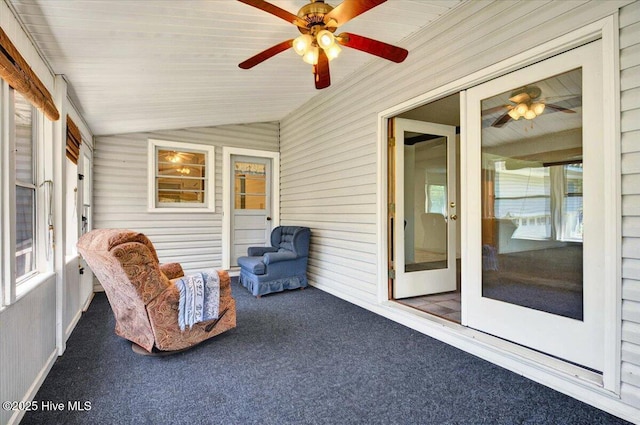 5685 Watts Rd SW, Ocean Isle Beach, NC 28469 - sunroom featuring a ceiling fan and lofted ceiling