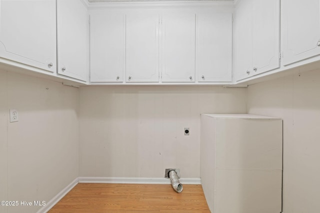 263 La Grange Rd, La Grange, NC 28551 - laundry room with hookup for an electric dryer, light wood-style flooring, baseboards, and cabinet space