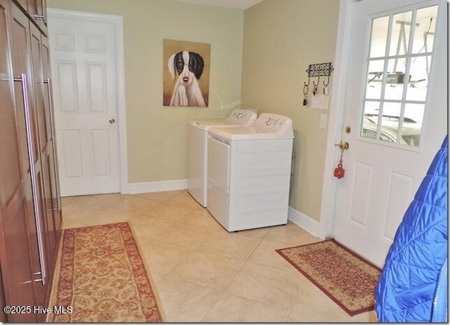 110 E Blalock Rd, Lucama, NC 27851 - laundry room with separate washer and dryer, baseboards, and light tile patterned floors