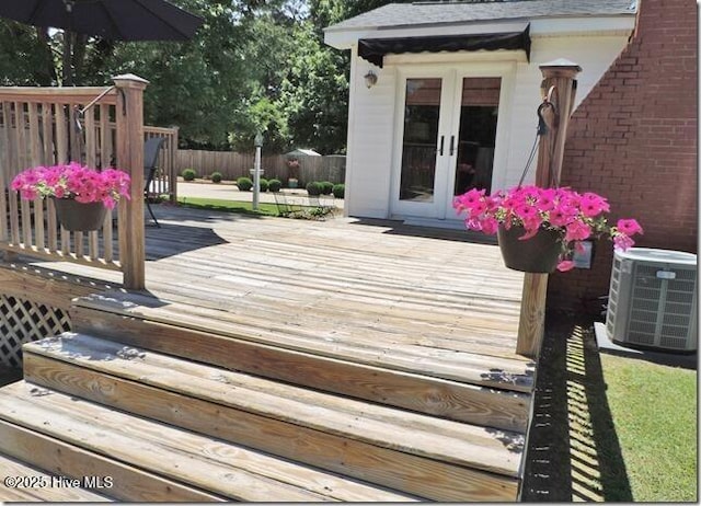 110 E Blalock Rd, Lucama, NC 27851 - wooden terrace with cooling unit and french doors