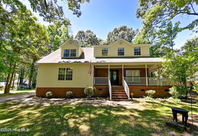 159 Dockside Dr, Jacksonville, NC 28546 - view of front of property featuring a porch, a front yard, and crawl space
