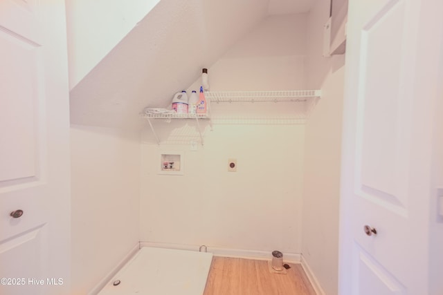 159 Dockside Dr, Jacksonville, NC 28546 - laundry room featuring washer hookup, light wood finished floors, electric dryer hookup, and baseboards