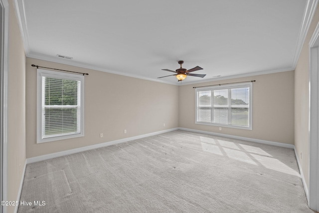 3107 Indian Wells Pl, Greenville, NC 27858 - unfurnished room featuring ornamental molding, baseboards, light carpet, and a ceiling fan