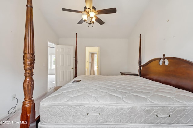 6814 Lipscomb Dr, Wilmington, NC 28412 - bedroom featuring lofted ceiling, carpet flooring, and a ceiling fan