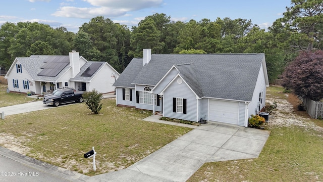6814 Lipscomb Dr, Wilmington, NC 28412 - view of front of property featuring concrete driveway, central AC unit, roof with shingles, and a front lawn
