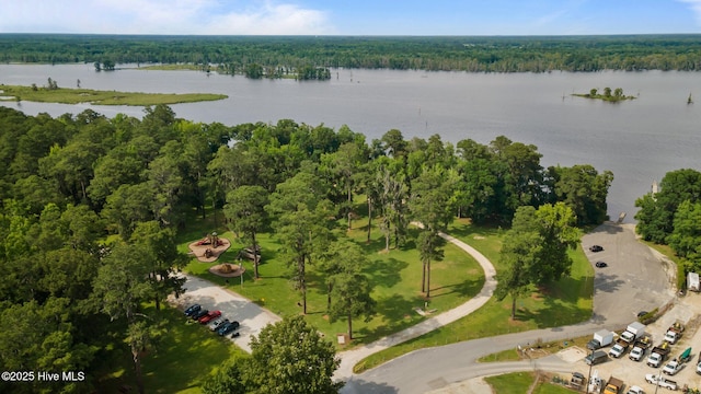 210 Glenburnie Dr, New Bern, NC 28560 - aerial view of a large body of water and a heavily wooded area