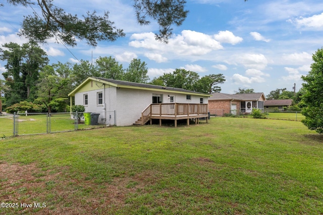210 Glenburnie Dr, New Bern, NC 28560 - rear view of property with a gate, a wooden deck, and brick siding