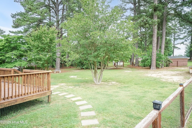 103 Midway Ln, Roanoke Rapids, NC 27870 - view of green lawn featuring a deck