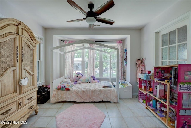 547 Deer Run Rd, New Bern, NC 28562 - bedroom featuring light tile patterned flooring and ceiling fan