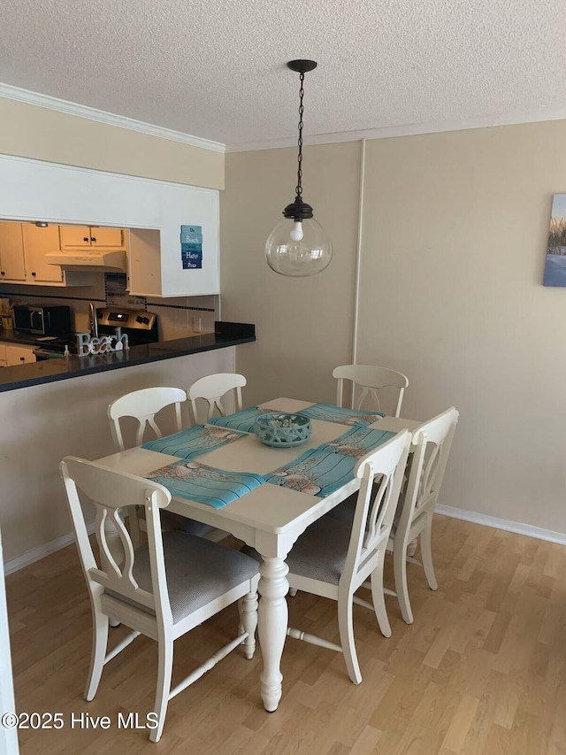 1904 E Fort Macon Rd Unit 269, Atlantic Beach, NC 28512 - dining room with ornamental molding, a textured ceiling, and light wood-type flooring
