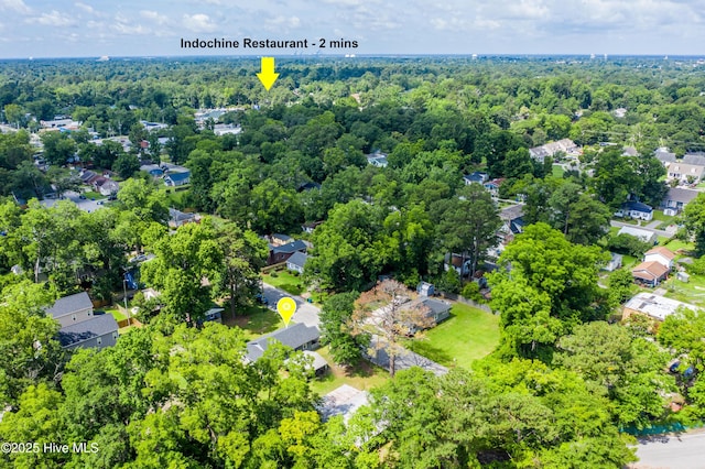 222 Evans St, Wilmington, NC 28405 - aerial perspective of suburban area with a heavily wooded area