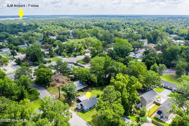 222 Evans St, Wilmington, NC 28405 - aerial view of residential area with a heavily wooded area