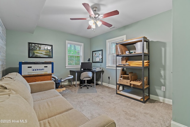 1086 Ferry Landing Dr SW, Supply, NC 28462 - carpeted office featuring ceiling fan and baseboards