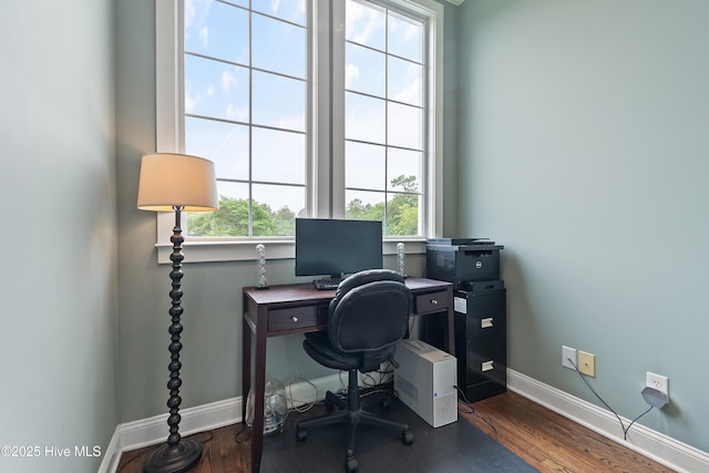 1086 Ferry Landing Dr SW, Supply, NC 28462 - home office with baseboards, plenty of natural light, and dark wood-type flooring