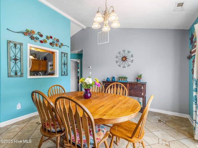 102 Sand Ct, Jacksonville, NC 28546 - dining space featuring light tile patterned floors, a chandelier, and baseboards