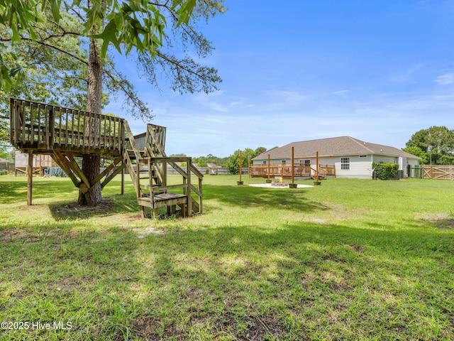 102 Sand Ct, Jacksonville, NC 28546 - view of yard with a wooden deck and stairs