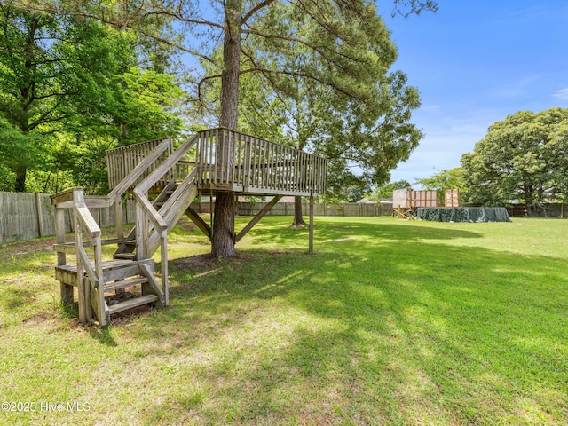 102 Sand Ct, Jacksonville, NC 28546 - view of yard featuring stairway and a deck