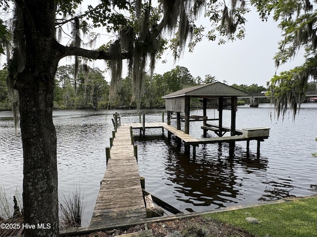 1608 Brices Creek Rd, New Bern, NC 28562 - dock area featuring a water view and boat lift