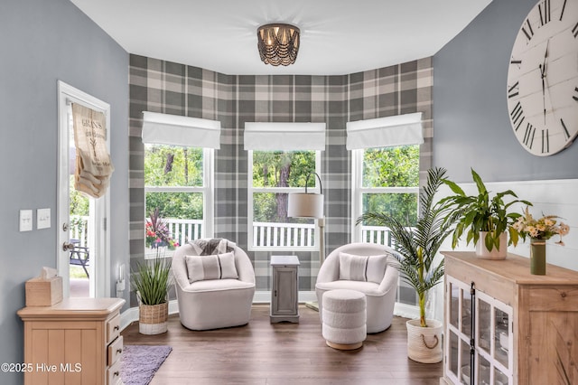 1700 Sun Palms Blvd SE, Bolivia, NC 28422 - living area with wood finished floors and wallpapered walls