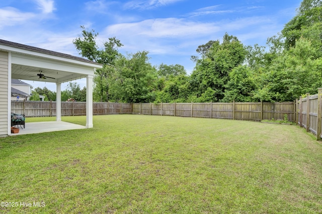 1344 Eastbourne Dr, Wilmington, NC 28411 - view of yard featuring a ceiling fan and a patio