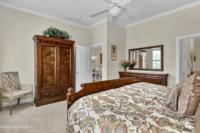 644 Village Park Dr Unit 207, Wilmington, NC 28405 - carpeted bedroom with ornamental molding, ceiling fan, and baseboards