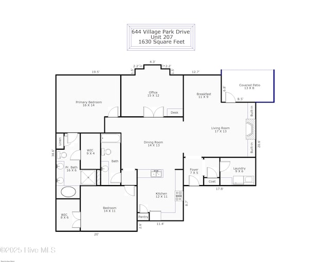 644 Village Park Dr Unit 207, Wilmington, NC 28405 - home floor plan