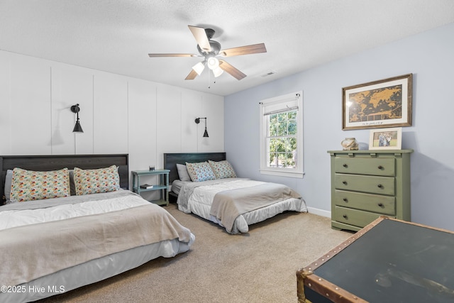 105 Teal Pointe Dr, Pikeville, NC 27863 - bedroom with carpet, a ceiling fan, and a textured ceiling
