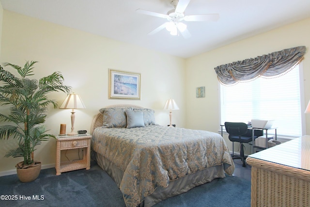 405 27th St Unit A, Sunset Beach, NC 28468 - bedroom featuring carpet, ceiling fan, and baseboards