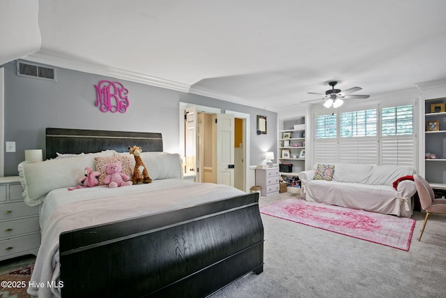 1305 Kenan St NW, Wilson, NC 27893 - carpeted bedroom with crown molding and ceiling fan