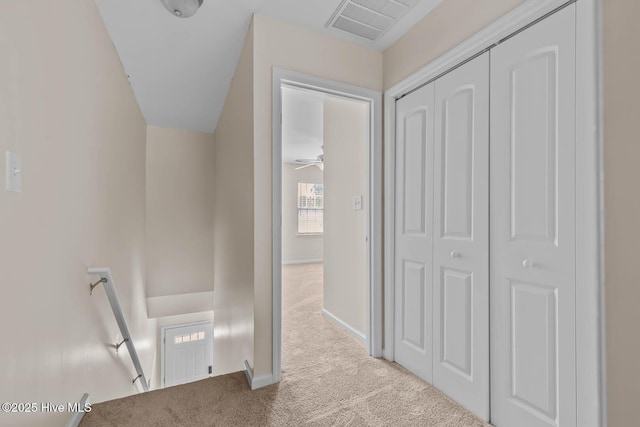 505 Oyster Rock Ln, Sneads Ferry, NC 28460 - hallway featuring carpet, an upstairs landing, and baseboards