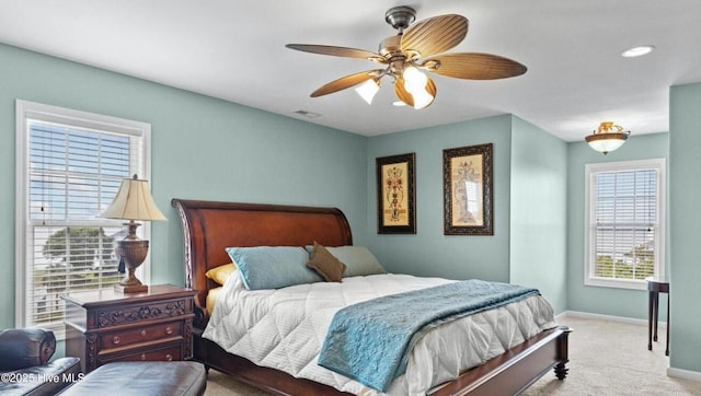 108 Kiawa Way, Atlantic Beach, NC 28512 - bedroom featuring carpet flooring, baseboards, and ceiling fan