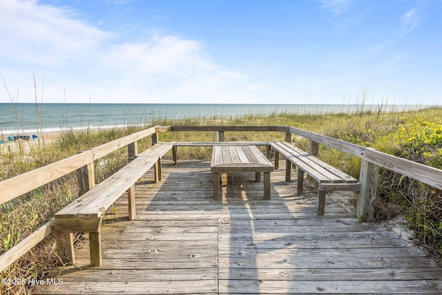 331 Salter Path Rd Unit 211, Pine Knoll Shores, NC 28512 - deck featuring view of water and beach