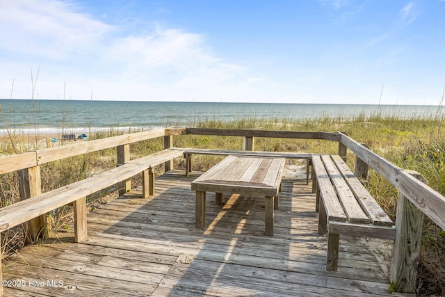 331 Salter Path Rd Unit 211, Pine Knoll Shores, NC 28512 - wooden deck with view of water and beach