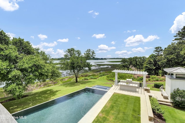 1064 Ocean Ridge Dr, Wilmington, NC 28405 - view of swimming pool featuring a yard, a pergola, and an outdoor living space