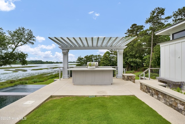 1064 Ocean Ridge Dr, Wilmington, NC 28405 - view of patio / terrace with a water view and a pergola